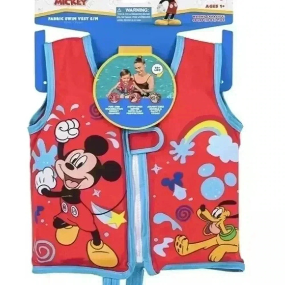 💙☀️Disney Junior Mickey Fabric Swim Vest S/M 20in./51 cm Ages 1+ . Max 40L🌊 - Picture 1 of 5